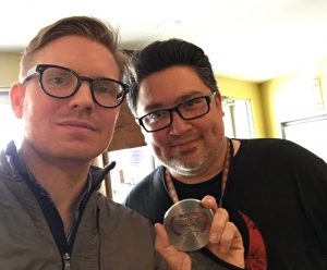 Robert Perez, of South Texas Underground Film Festival with "Guys Reading Poems" director Hunter Lee Hughes